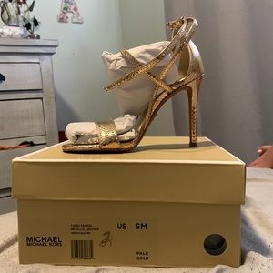 Michael Kors Cardi Metallic leather strapped heels